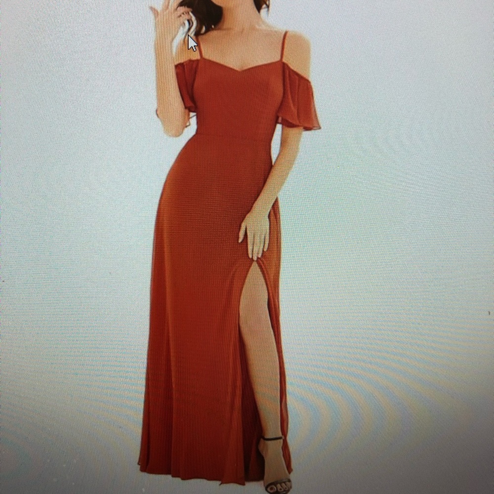 Burnt Orange Mother of Bride or Bridesmaid Floor Length Dress